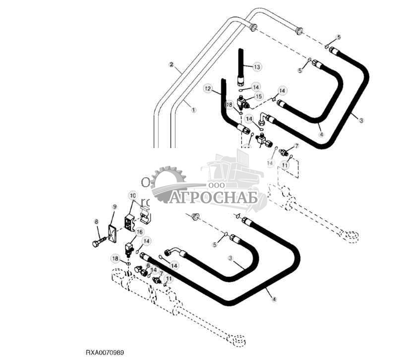 Steering Cylinder Lines (Without AutoTrac™) 
